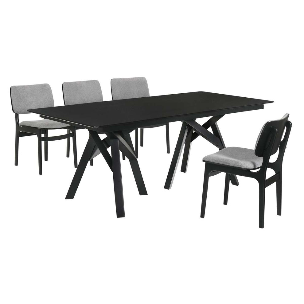 Cortina and Lima 5 Piece Black Rectangular Dining Set By Armen Living | Dining Sets | Modishstore - 2