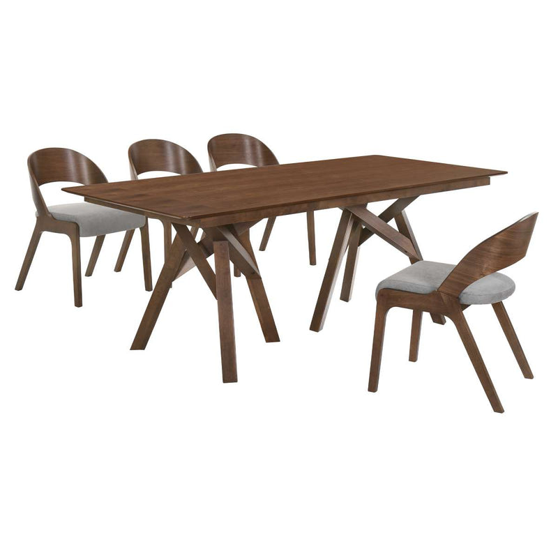Cortina and Polly 5 Piece Walnut Rectangular Dining Set By Armen Living | Dining Sets | Modishstore