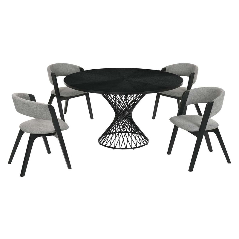 Cirque and Rowan 5 Piece Black Round Dining Set By Armen Living | Dining Sets | Modishstore