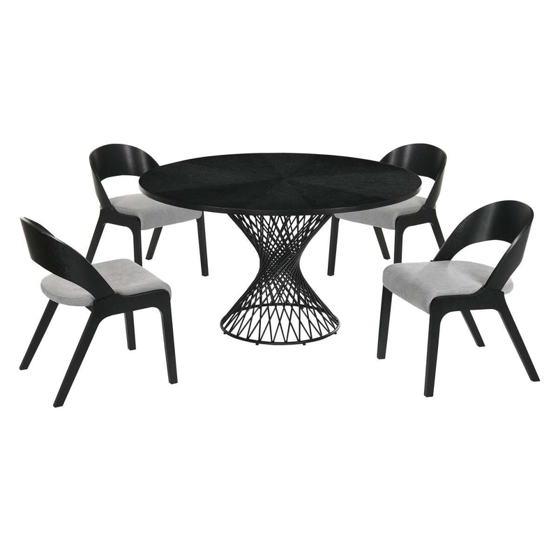 Cirque and Polly 5 Piece Black Round Dining Set By Armen Living | Dining Sets | Modishstore