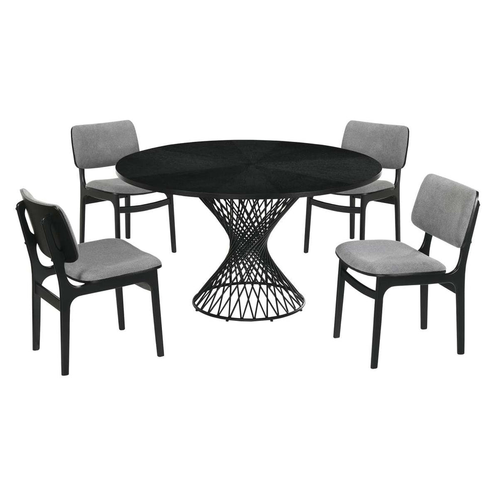 Cirque and Lima 5 Piece Black Round Dining Set By Armen Living | Dining Sets | Modishstore - 2