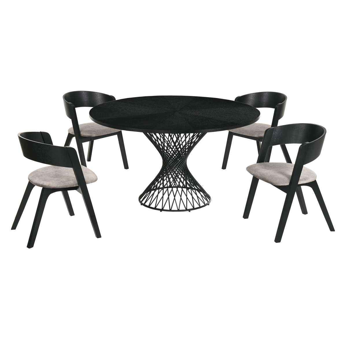 Cirque and Jackie 5 Piece Black Round Dining Set By Armen Living | Dining Sets | Modishstore