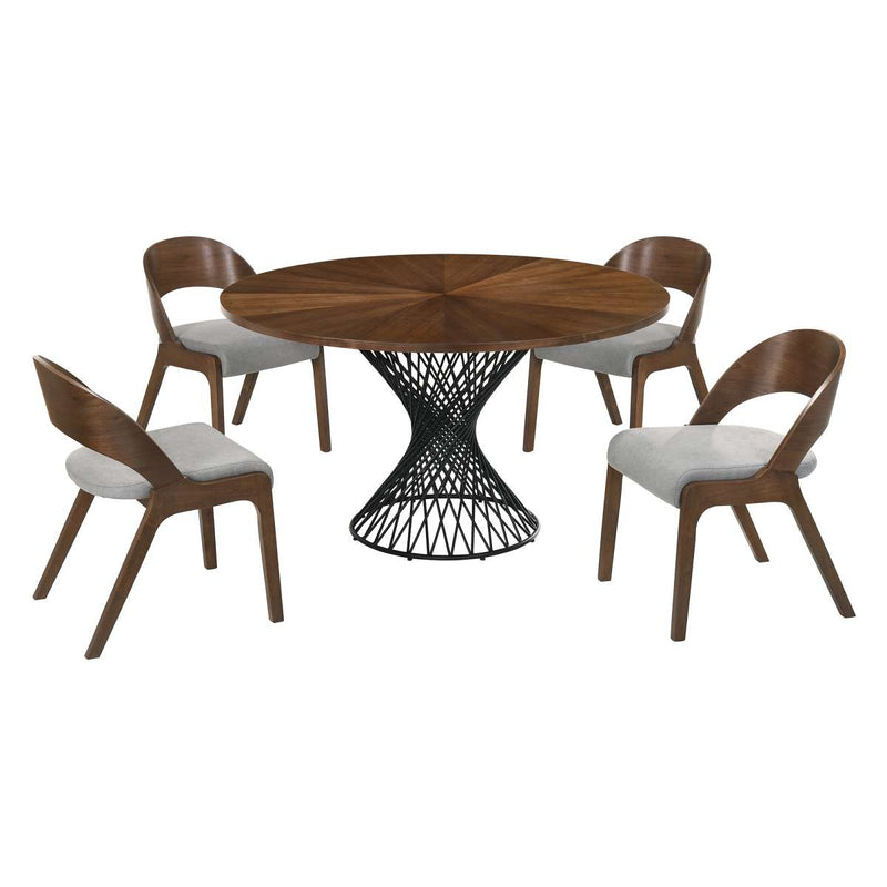 Cirque and Polly 5 Piece Walnut Round Dining Set By Armen Living | Dining Sets | Modishstore