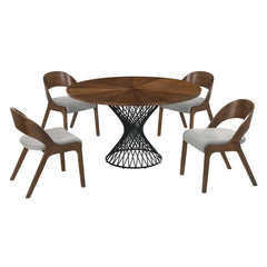 Cirque and Polly 5 Piece Walnut Round Dining Set By Armen Living