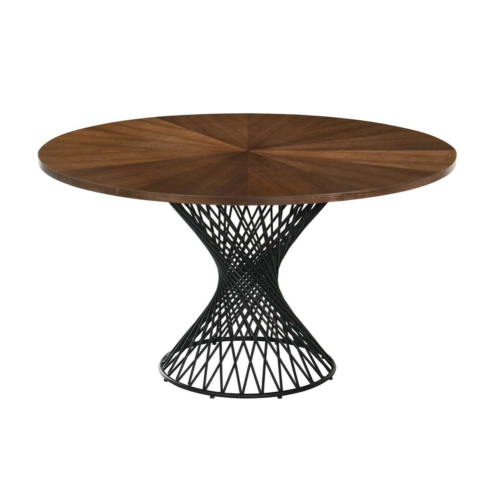 Cirque and Lima 5 Piece Walnut Round Dining Set By Armen Living | Dining Sets | Modishstore - 4