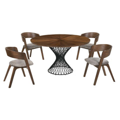 Cirque and Jackie 5 Piece Walnut Round Dining Set By Armen Living