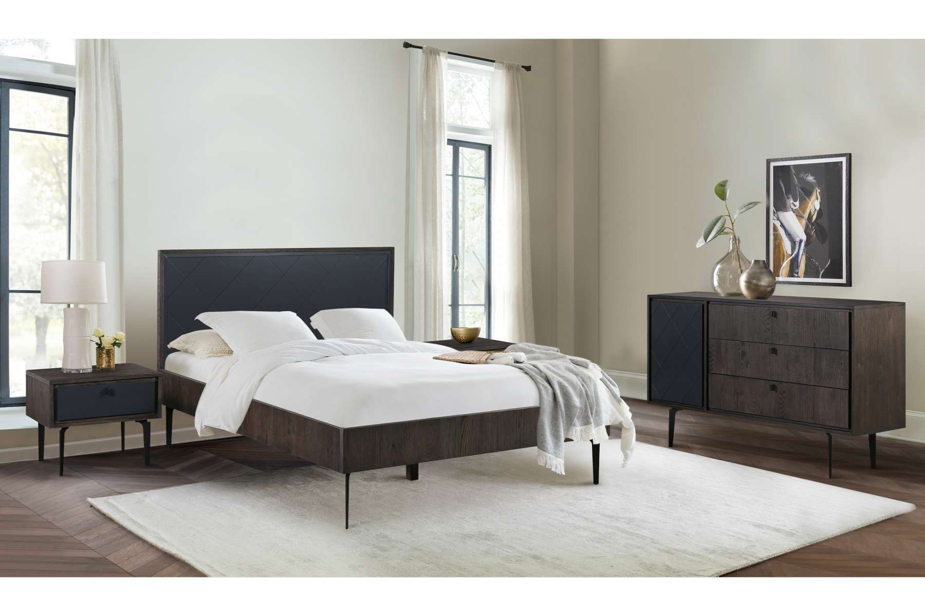 Cross Dark Gray Solid Oak Queen 4pc Bedroom Set By Armen Living | Bedroom Sets |  Modishstore 