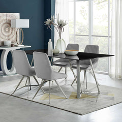 Cressida and Skye Gray Fabric 5 Piece Rectangular Dining Set By Armen Living