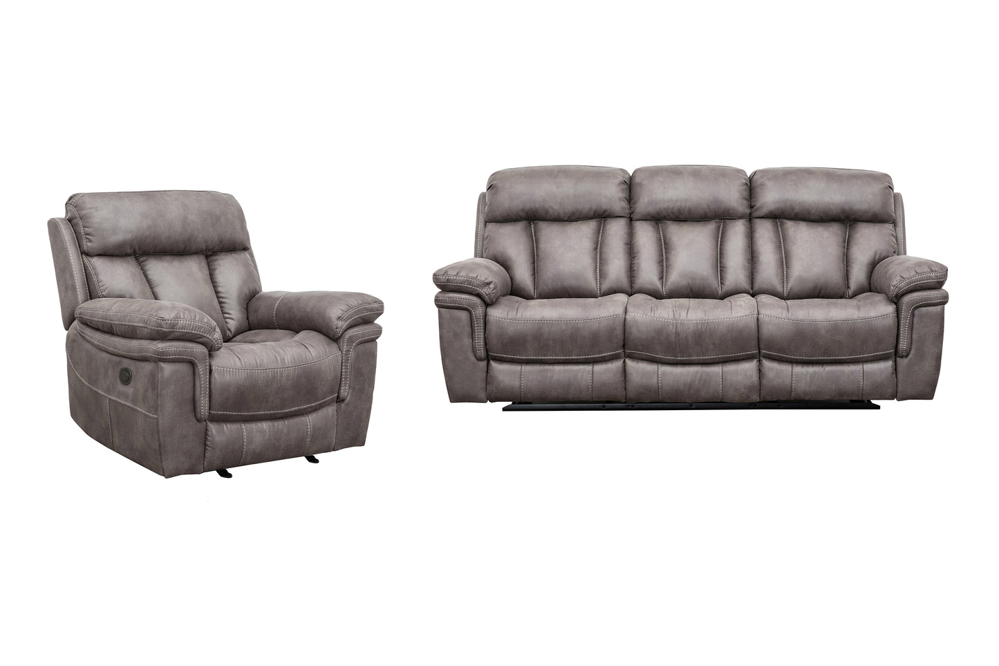 Estelle Power Reclining 2 Piece Sofa and Recliner Set in Gunmetal Fabric By Armen Living | Sofa Set | Modishstore - 2