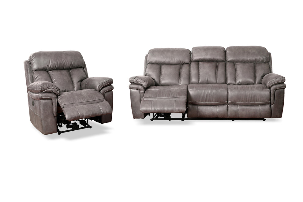 Estelle Power Reclining 2 Piece Sofa and Recliner Set in Gunmetal Fabric By Armen Living | Sofa Set | Modishstore - 3