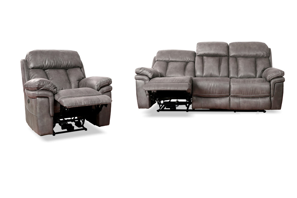 Estelle Power Reclining 2 Piece Sofa and Recliner Set in Gunmetal Fabric By Armen Living | Sofa Set | Modishstore - 4