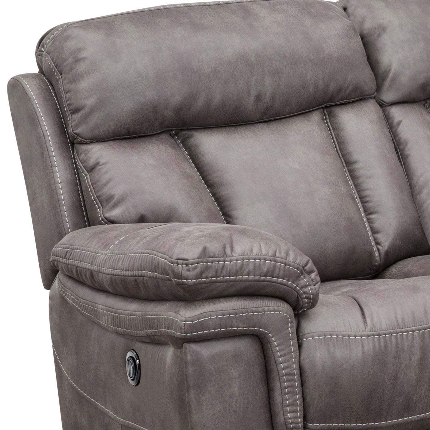 Estelle Power Reclining 2 Piece Sofa and Recliner Set in Gunmetal Fabric By Armen Living | Sofa Set | Modishstore - 8