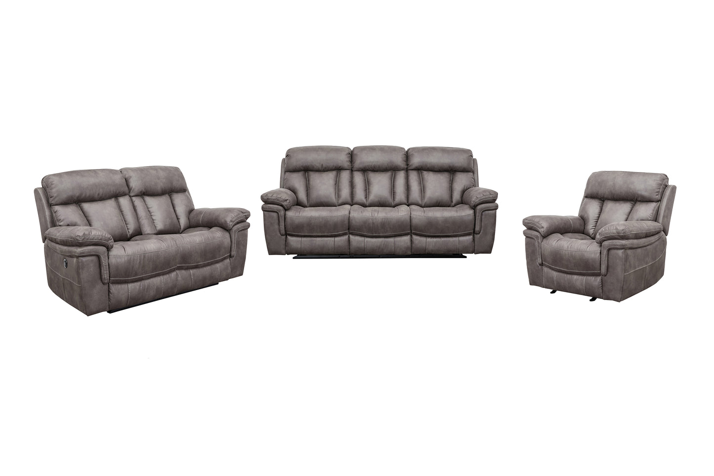 Estelle Power Reclining 3 Piece Living room Set in Gunmetal Fabric By Armen Living | Sofa Set | Modishstore - 2