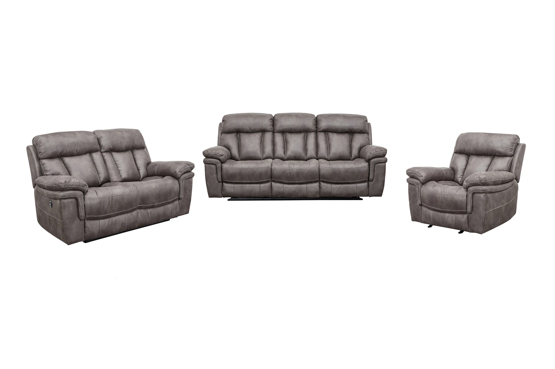 Estelle Power Reclining 3 Piece Living room Set in Gunmetal Fabric By Armen Living | Sofa Set | Modishstore - 2