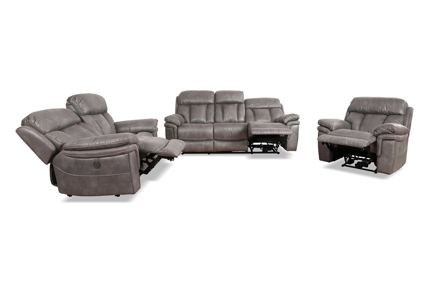 Estelle Power Reclining 3 Piece Living room Set in Gunmetal Fabric By Armen Living | Sofa Set | Modishstore - 4