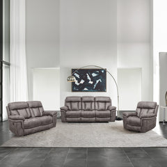 Estelle Power Reclining 3 Piece Living room Set in Gunmetal Fabric By Armen Living