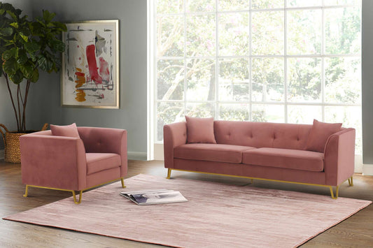 Everest 2 Piece Blush Fabric Upholstered Sofa & Chair Set By Armen Living | Sofas |  Modishstore 