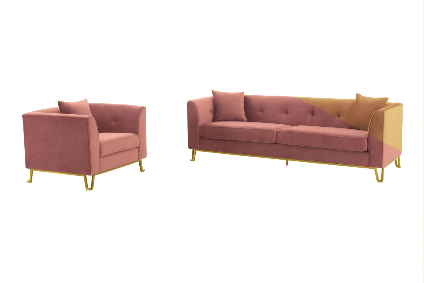 Everest 2 Piece Blush Fabric Upholstered Sofa & Chair Set By Armen Living | Sofas |  Modishstore  - 2