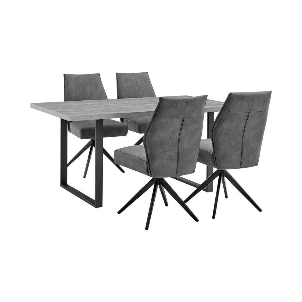 Fenton and Charcoal Monarch 5 Piece Modern Rectangular Dining Set By Armen Living | Dining Sets | Modishstore - 2