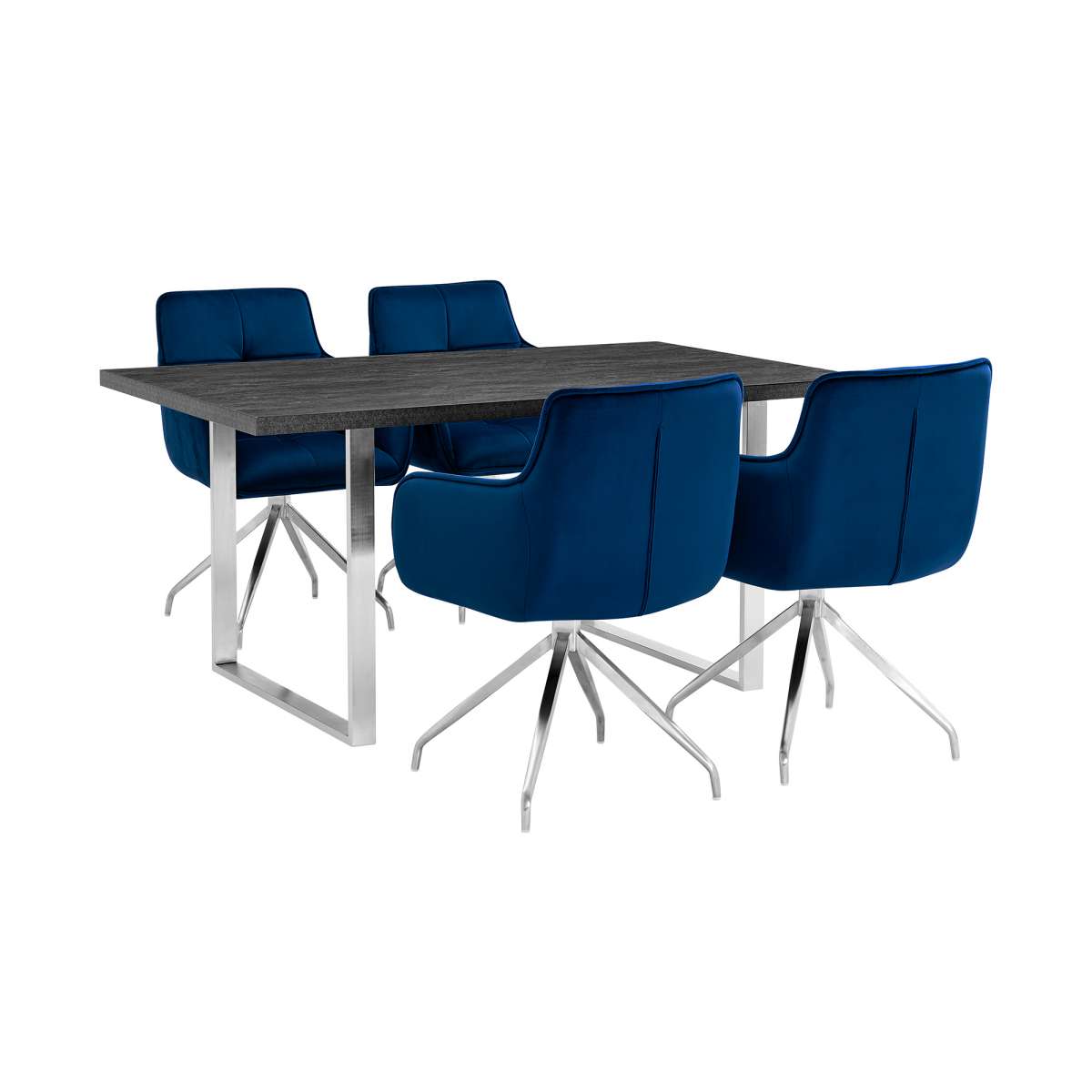 Fenton and Blue Noah 5 Piece Modern Rectangular Dining Set By Armen Living | Dining Sets | Modishstore - 2