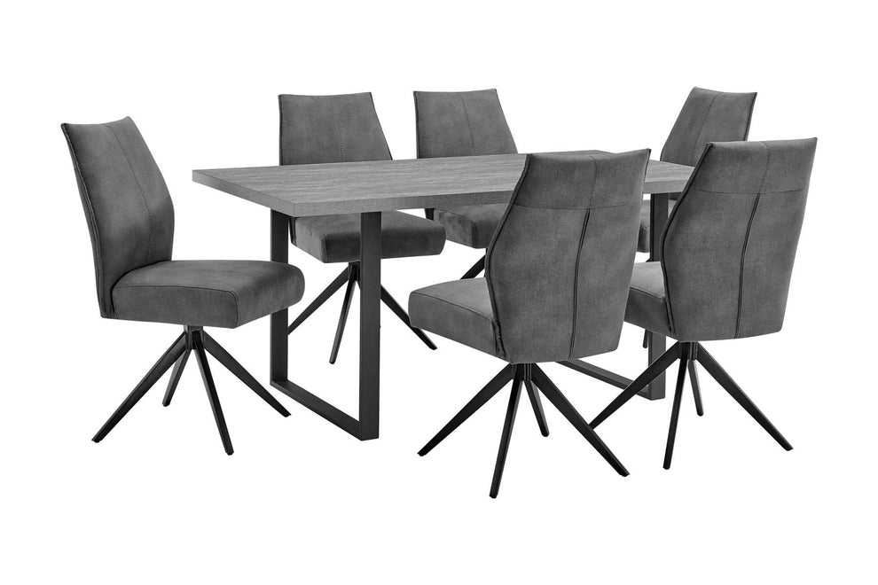Fenton and Charcoal Monarch 7 Piece Modern Rectangular Dining Set By Armen Living | Dining Sets | Modishstore - 2