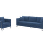 Heritage 2 Piece Blue Fabric Upholstered Sofa & Chair Set By Armen Living | Sofas |  Modishstore  - 2