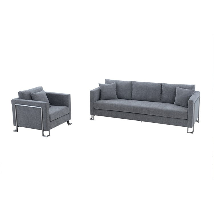 Heritage 2 Piece Gray Fabric Upholstered Sofa & Chair Set By Armen Living | Sofas |  Modishstore  - 2