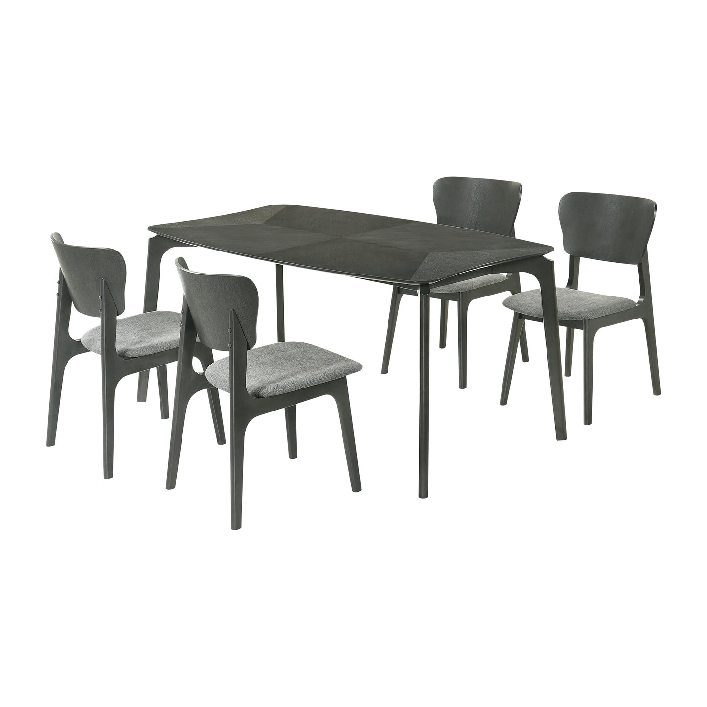 Kalia 5 Piece Wood Dining Set in Gray Finish with Gray Fabric By Armen Living | Dining Sets | Modishstore - 2