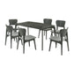 Kalia 7 Piece Wood Dining Set in Gray Finish with Gray Fabric By Armen Living | Dining Sets | Modishstore - 2