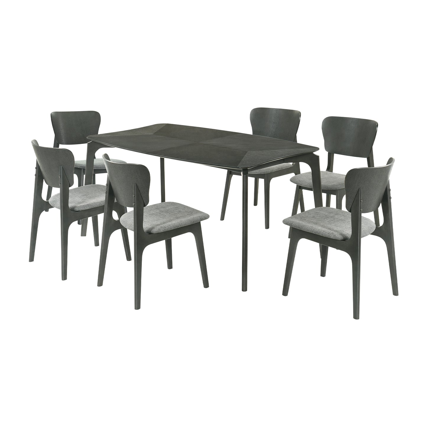 Kalia 7 Piece Wood Dining Set in Gray Finish with Gray Fabric By Armen Living | Dining Sets | Modishstore - 2