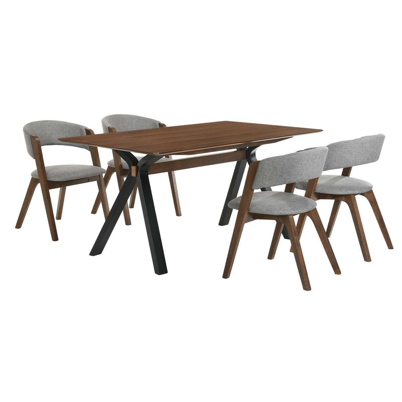 Laredo and Rowan 5 Piece Walnut Rectangular Dining Set By Armen Living | Dining Sets | Modishstore