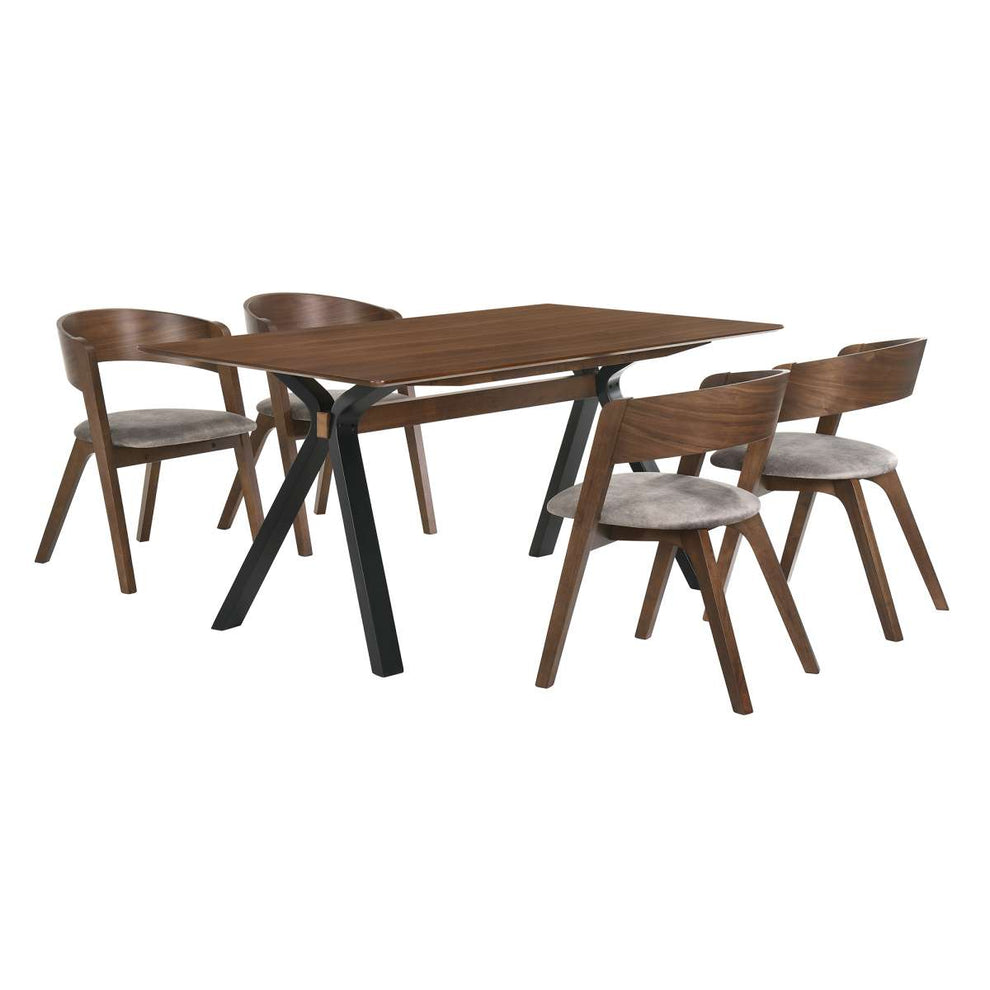 Laredo and Jackie 5 Piece Walnut Rectangular Dining Set By Armen Living | Dining Sets | Modishstore - 2