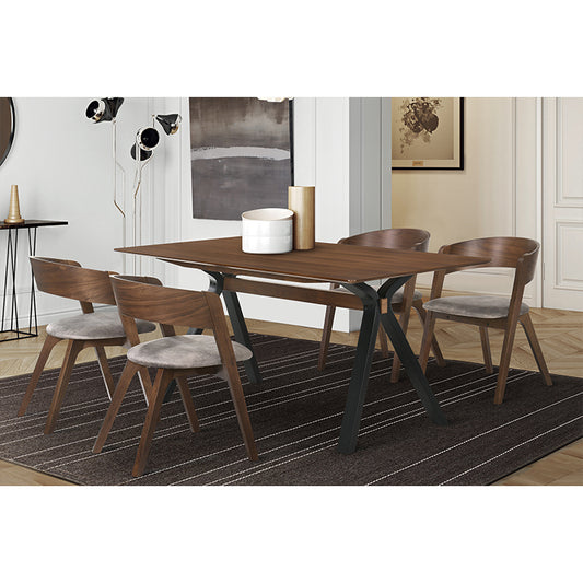 Laredo and Jackie 5 Piece Walnut Rectangular Dining Set By Armen Living | Dining Sets | Modishstore