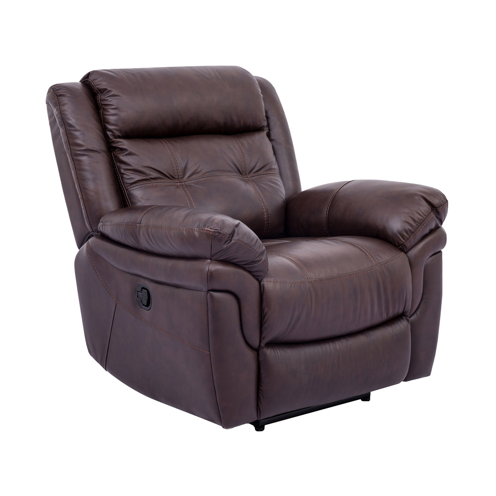 Marcel Manual Reclining 2 Piece Sofa and Recliner Set in Dark Brown Leather By Armen Living | Sofa Set | Modishstore - 5