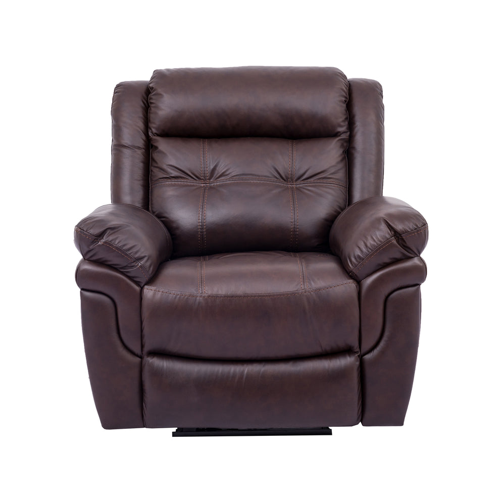 Marcel Manual Reclining 2 Piece Sofa and Recliner Set in Dark Brown Leather By Armen Living | Sofa Set | Modishstore - 6