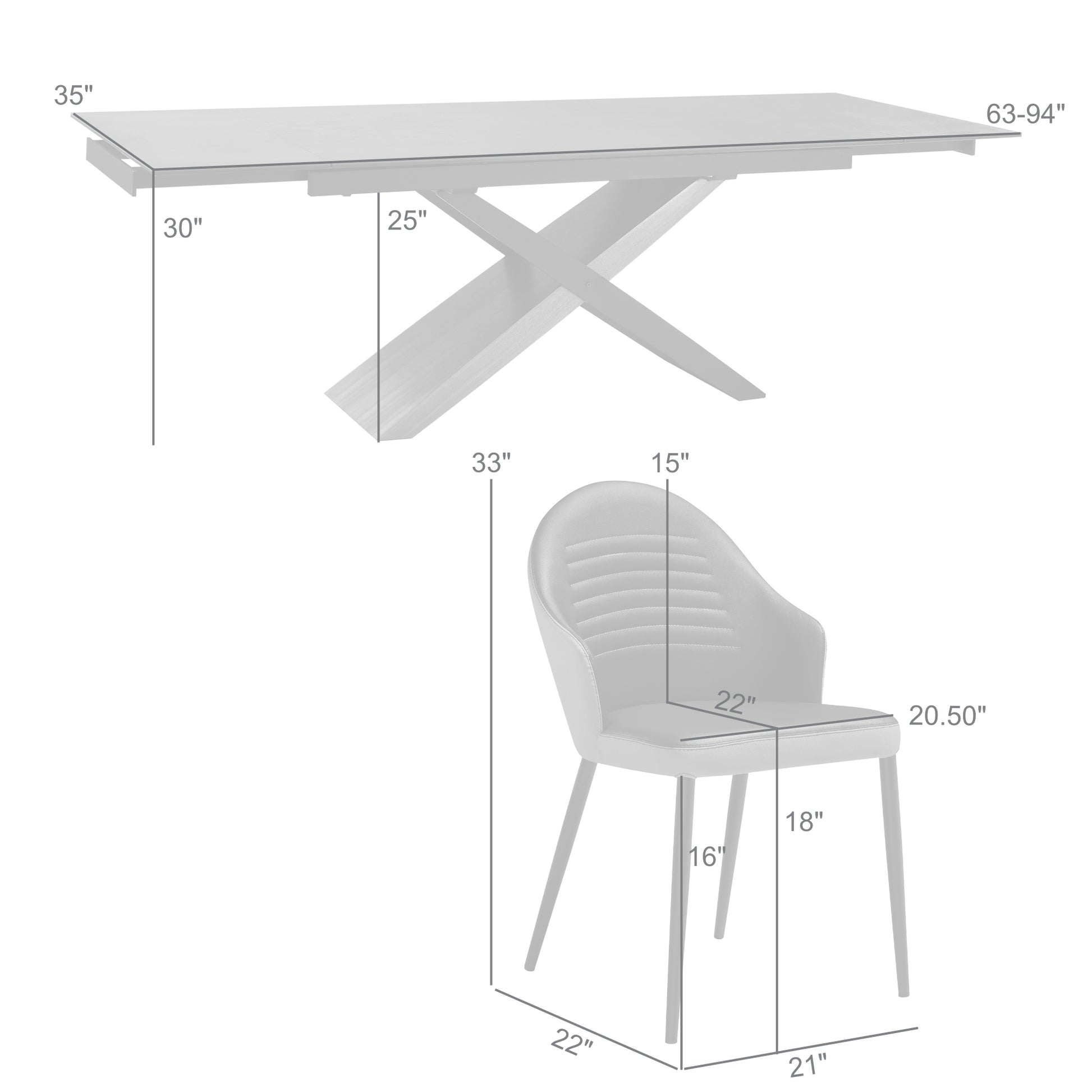 Milena Rocco 7 Piece Extendable Dining Set with Taupe Gray and Black Faux Leather Chairs By Armen Living | Dining Sets | Modishstore - 9