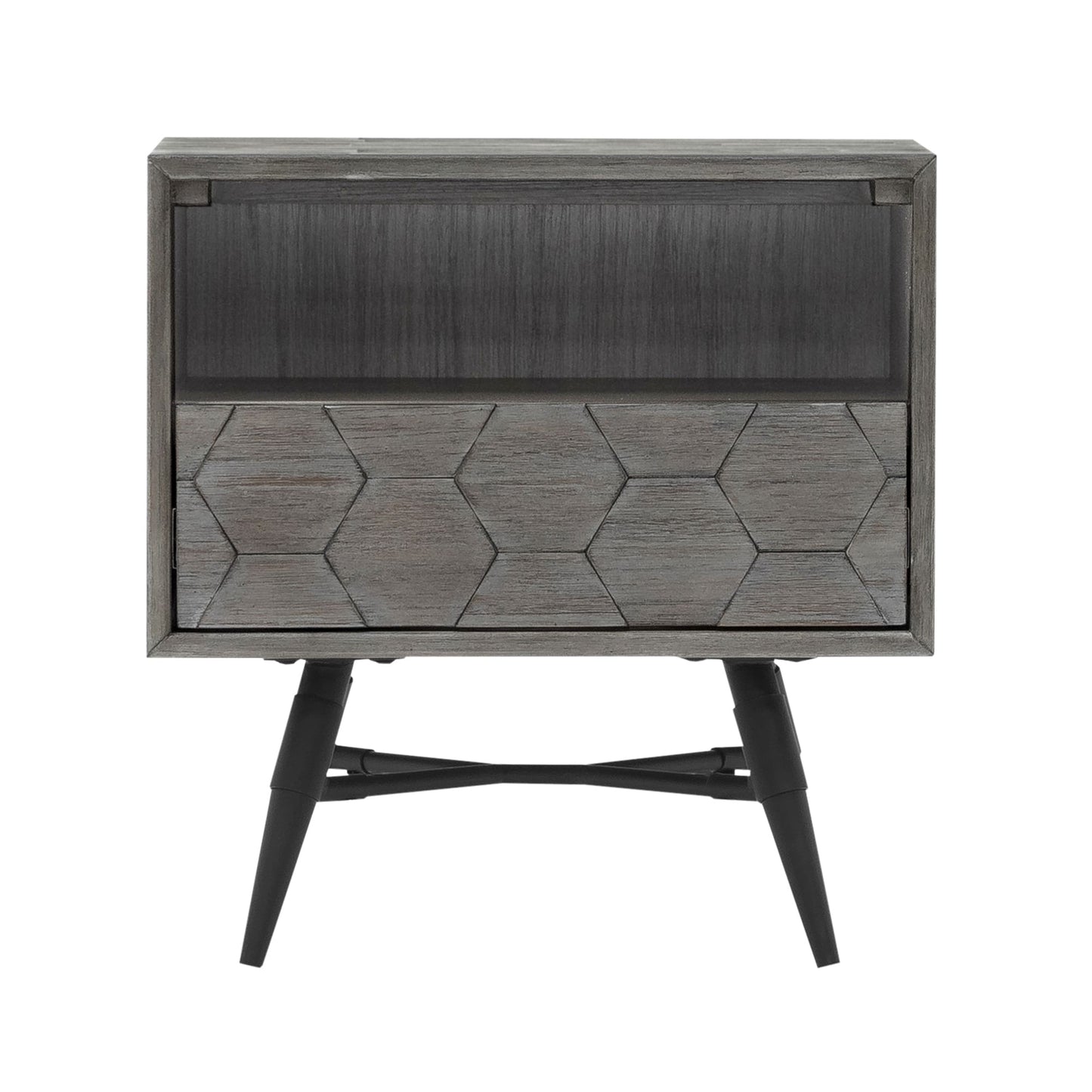 Makena 4 Piece King Bedroom Set in Grey Acacia Wood By Armen Living | Bedroom Sets | Modishstore - 7