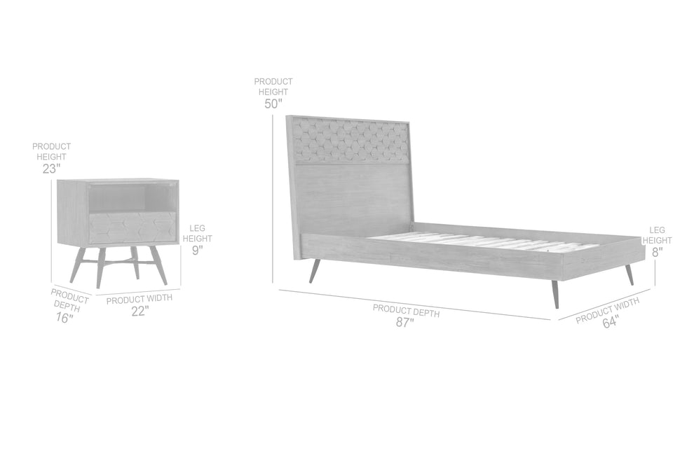 Makena 3 Piece Queen Bedroom Set in Grey Acacia Wood By Armen Living | Bedroom Sets | Modishstore - 8