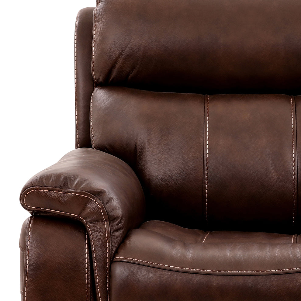 Montague Dual Power Reclining 2 Piece Sofa and Recliner Set in Genuine Brown Leather By Armen Living | Sofa Set | Modishstore - 7