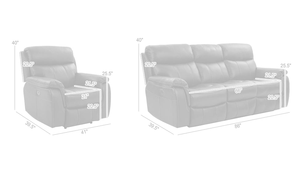 Montague Dual Power Reclining 2 Piece Sofa and Recliner Set in Genuine Brown Leather By Armen Living | Sofa Set | Modishstore - 9