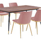 Messina Pink Velvet 5 Piece Rectangular Dining Set By Armen Living | Dining Sets |  Modishstore  - 2