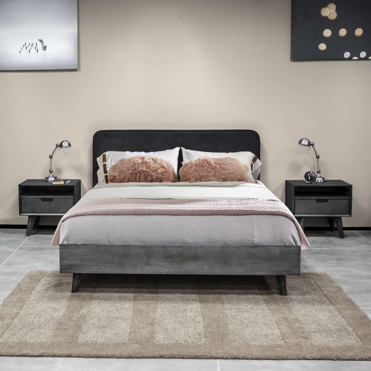 Mohave 3 Piece Acacia King Bed and Nightstands Bedroom Set By Armen Living | Bedroom Sets | Modishstore