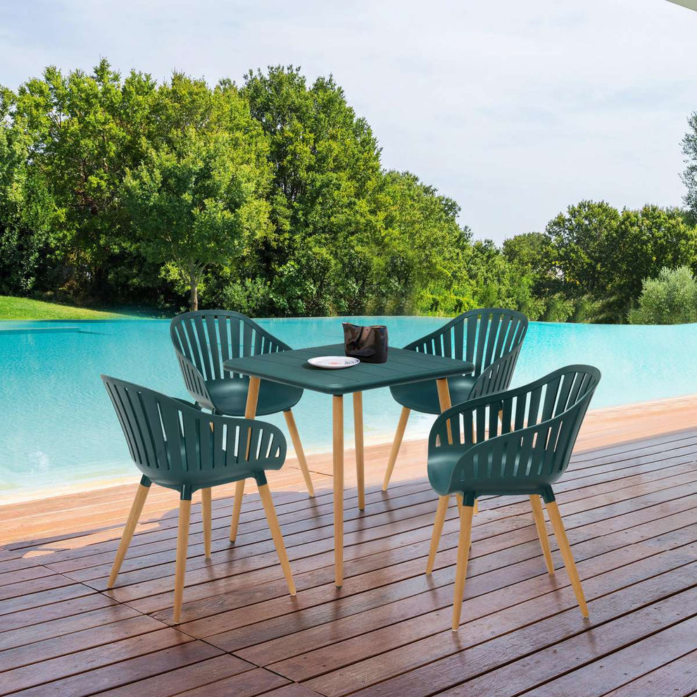 Nassau Outdoor 5 Piece Green Eucalyptus Dining Set By Armen Living | Outdoor Dining Sets |  Modishstore 