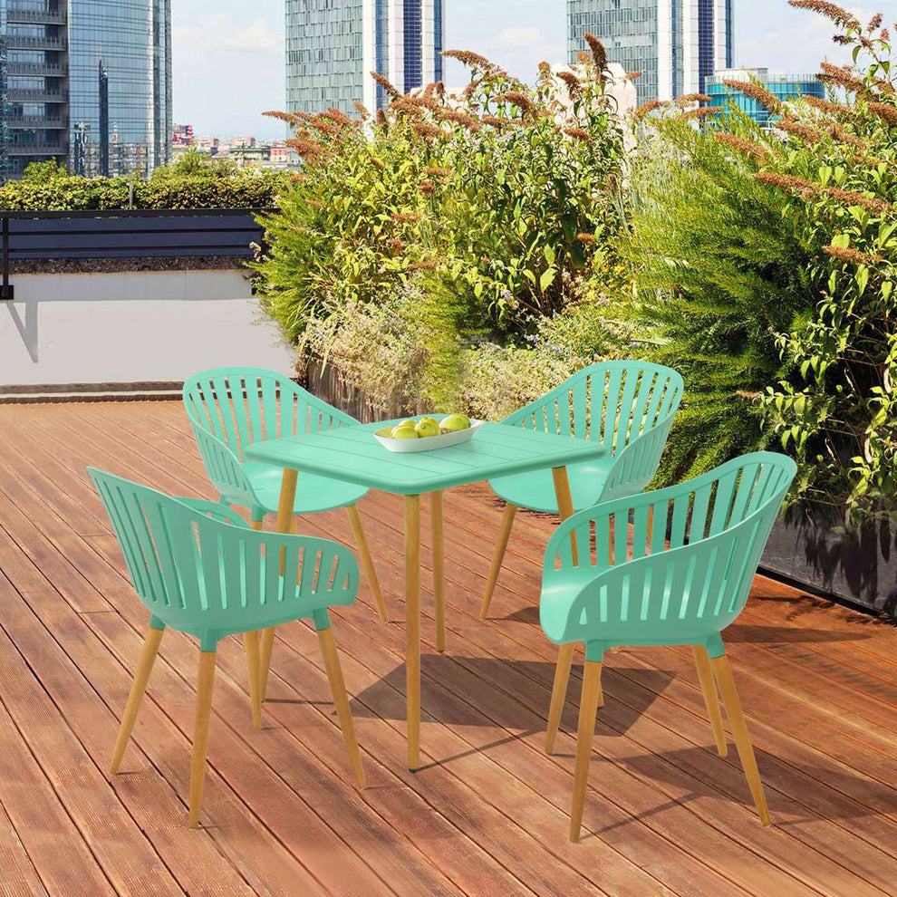 Nassau Outdoor 5 Piece Green Eucalyptus Dining Set By Armen Living | Outdoor Dining Sets |  Modishstore  - 17