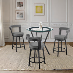 Naomi and Bryant 4-Piece Counter Height Dining Set in Black Metal and Grey Faux Leather By Armen Living