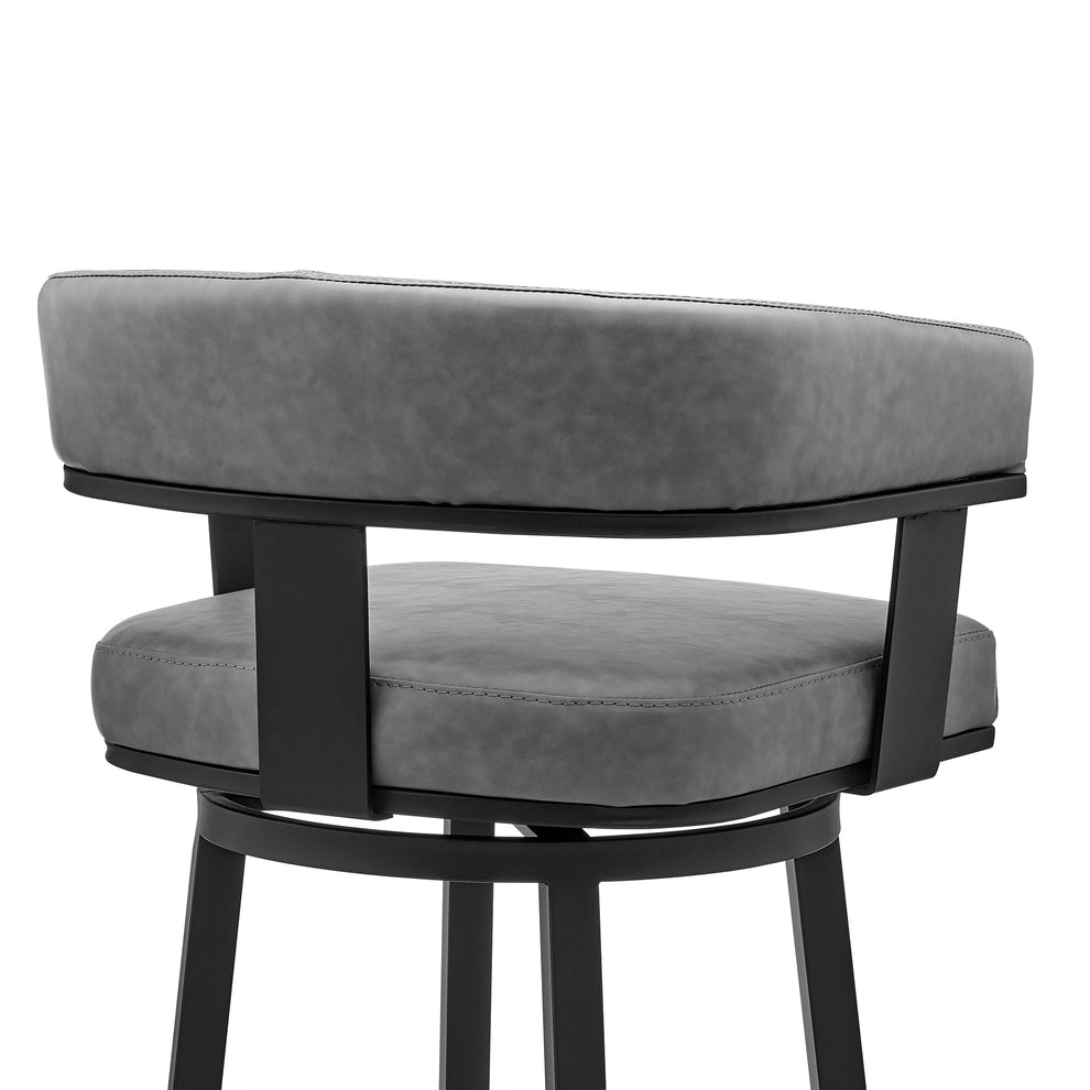 Naomi and Lorin 3-Piece Counter Height Dining Set in Black Metal and Grey Faux Leather By Armen Living | Dining Sets | Modishstore - 7