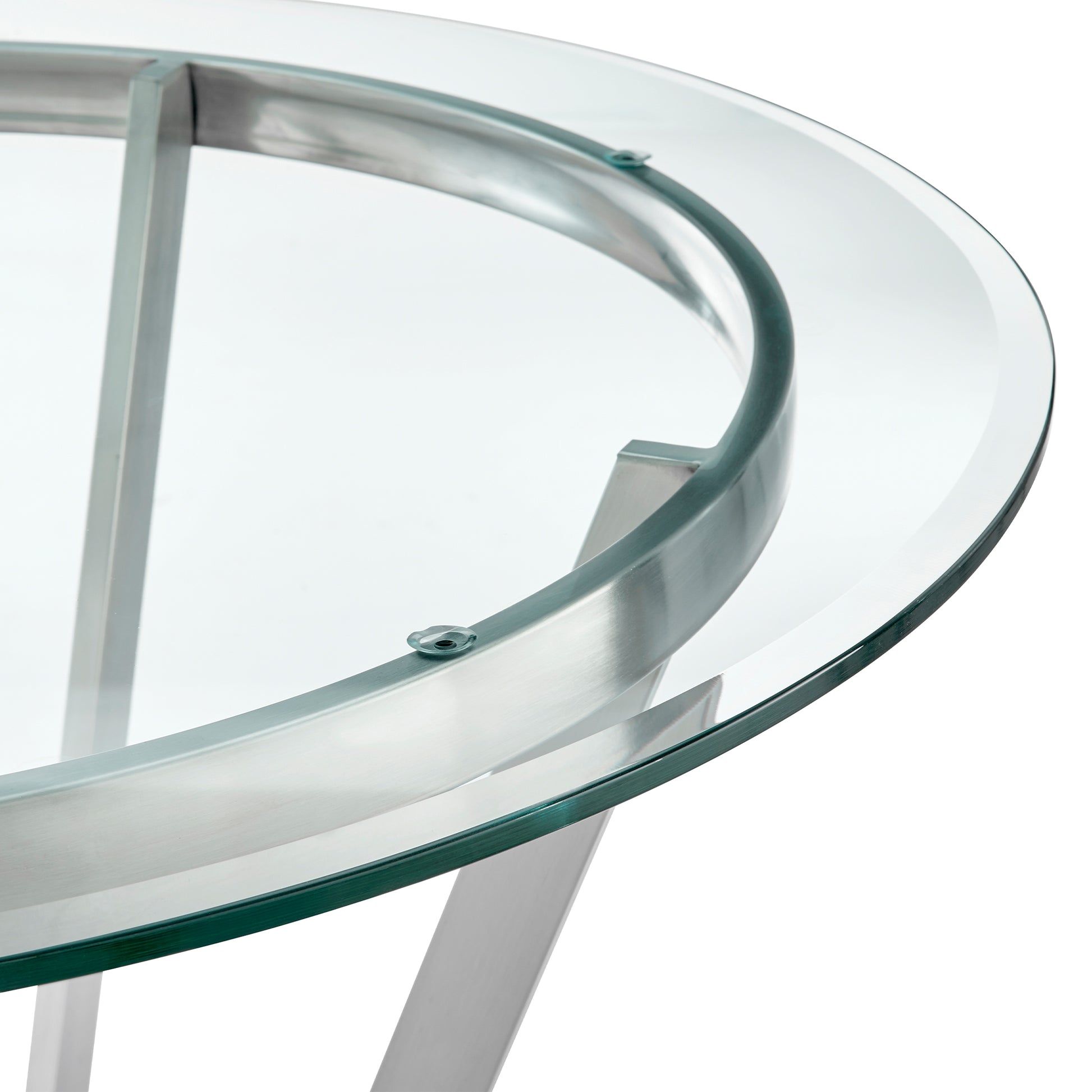 Naomi and Lorin 4-Piece Counter Height Dining Set in Brushed Stainless Steel and Grey Faux Leather By Armen Living | Dining Sets | Modishstore - 9