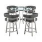Naomi and Lorin 5-Piece Counter Height Dining Set in Brushed Stainless Steel and Grey Faux Leather By Armen Living | Dining Sets | Modishstore - 2
