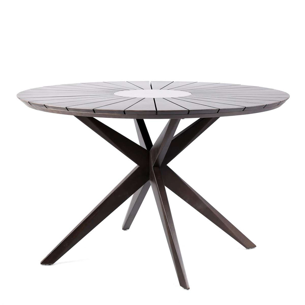 Oasis and Brielle Outdoor 5 Piece Dark Eucalyptus and Concrete Dining Set By Armen Living | Outdoor Sofas, Loveseats & Sectionals |  Modishstore  - 7