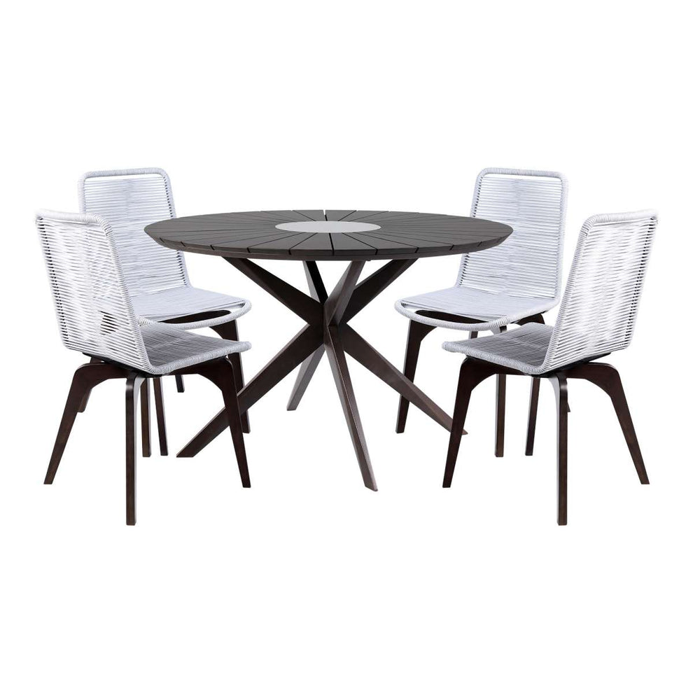 Oasis and Island Outdoor 5 Piece Dark Eucalyptus and Concrete Dining Set By Armen Living | Outdoor Sofas, Loveseats & Sectionals |  Modishstore  - 2